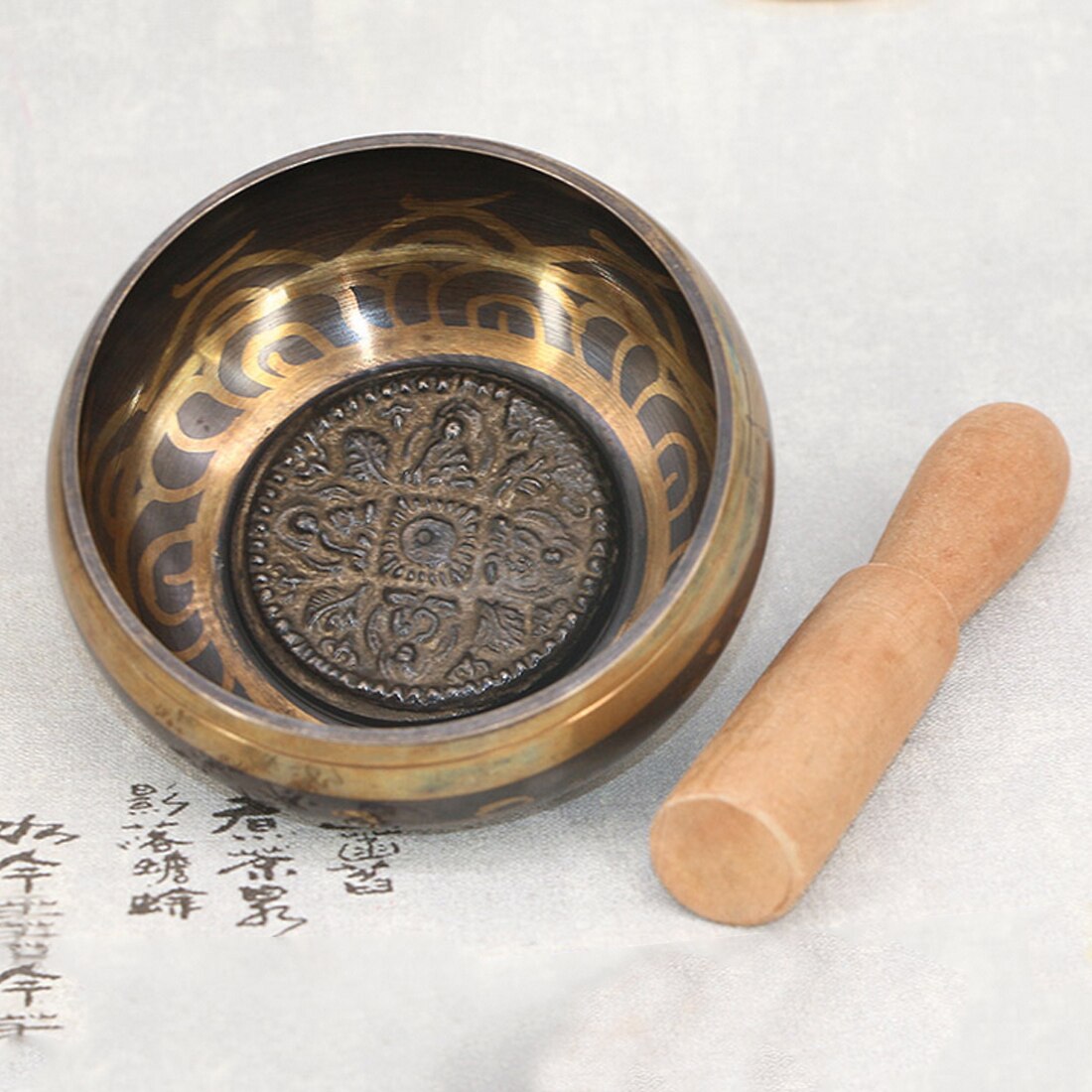 Cuenco Budista tibetano para cantar cuenco tibetano, juego de cuencos para meditación, tazón Budista para terapia de sonido, Mantra Mindfulness: 8.5cm x 4.2cm
