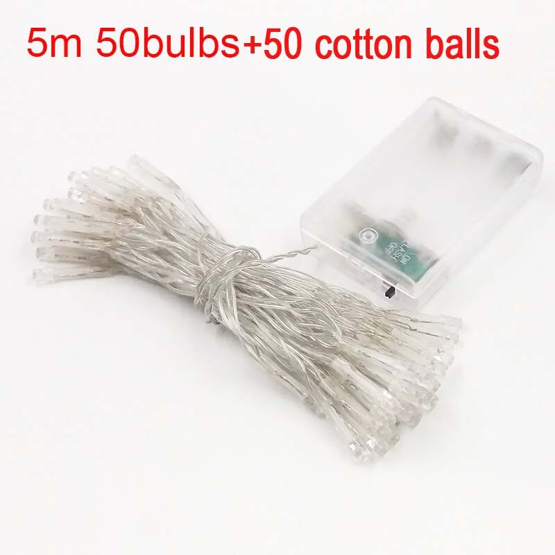 10M 80 Katoen Ballen Batterij Power Led Kerstvakantie Lights Garland Led String Fairy Lights Guirlande Lumineuse Luces Lampjes: No9 5m 50 balls