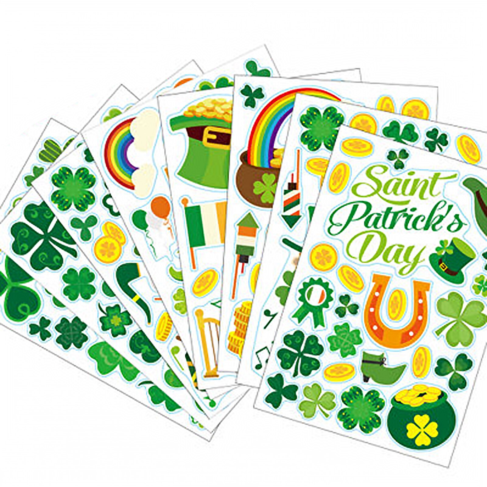 8pcs/Set St Patrick's Day Shamrock Decorations Wall Window Clings Decal Stickers Party Home Ornaments