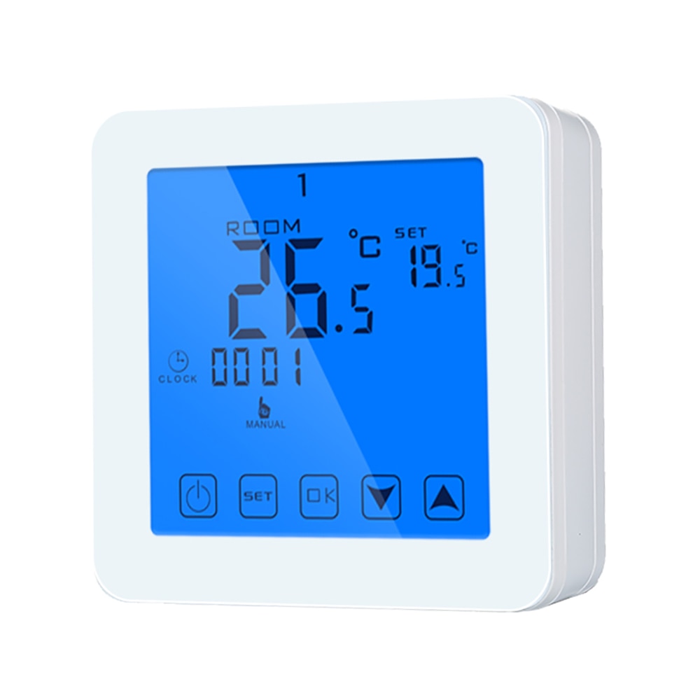 Gas Boiler Heating Temperature Controller Programmable Thermostat Wall Mounted Boiler Thermostat Blue Backlight Touch Button