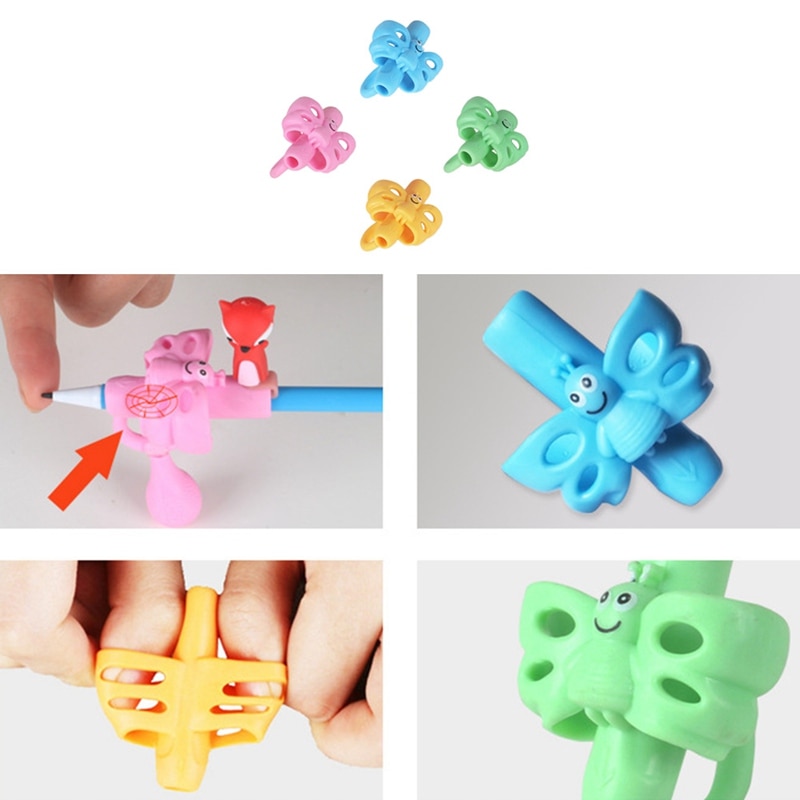 1PC Butterfly Style Three Finger Writing Corrector Pencil Grip Children Kids Learning Holding Device Correcting Pen Holder Postu