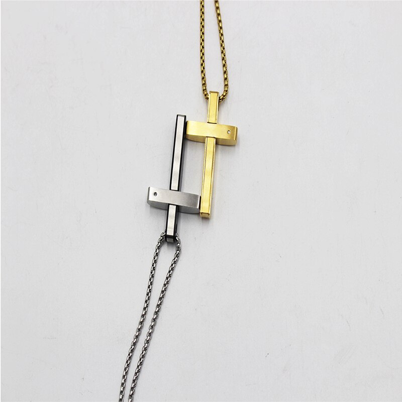 Black Rectangle Pendant Necklace Men Trendy Simple Stainless Steel Chain Men Necklace Jewelry