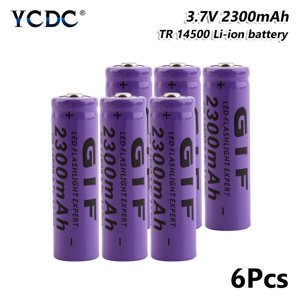 14500 Replacement Li-Po Lithium Li-polymer Battery 2300mAh 3.7V Rechargeable Batteries Cell For Torch Mini Fan Gamepad: 6 Pcs
