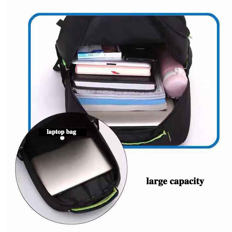 Mochila adolescente para meninos, bolsa escolar de nylon preta 15.6 Polegada, mochila traseira para laptop, bolsa grande para estudantes