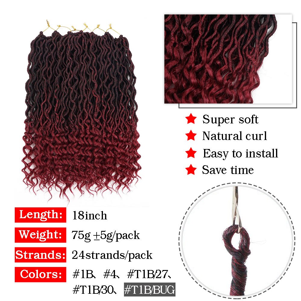 Curly Goddess Faux Locs Crochet Hair Extensions Crochet Braids Synthetic Ombre Braiding Hair Bulk Bohemian Silky Strands