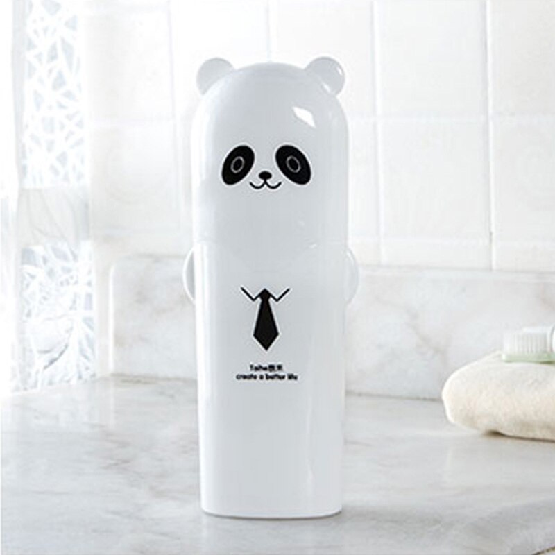 Cute Practical Household Towel Toothbrushes Children Holder Outdoor Travel Hiking Camping Tooth Brush Storage Case: white panda