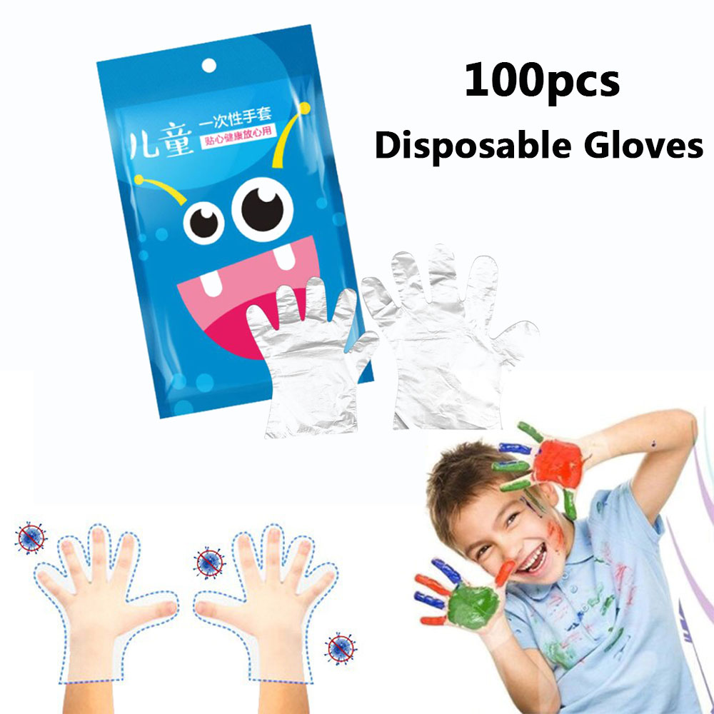 100 Stks/zak Transparant Wegwerphandschoenen Afwassen Keuken Tuin Kinderen Kids