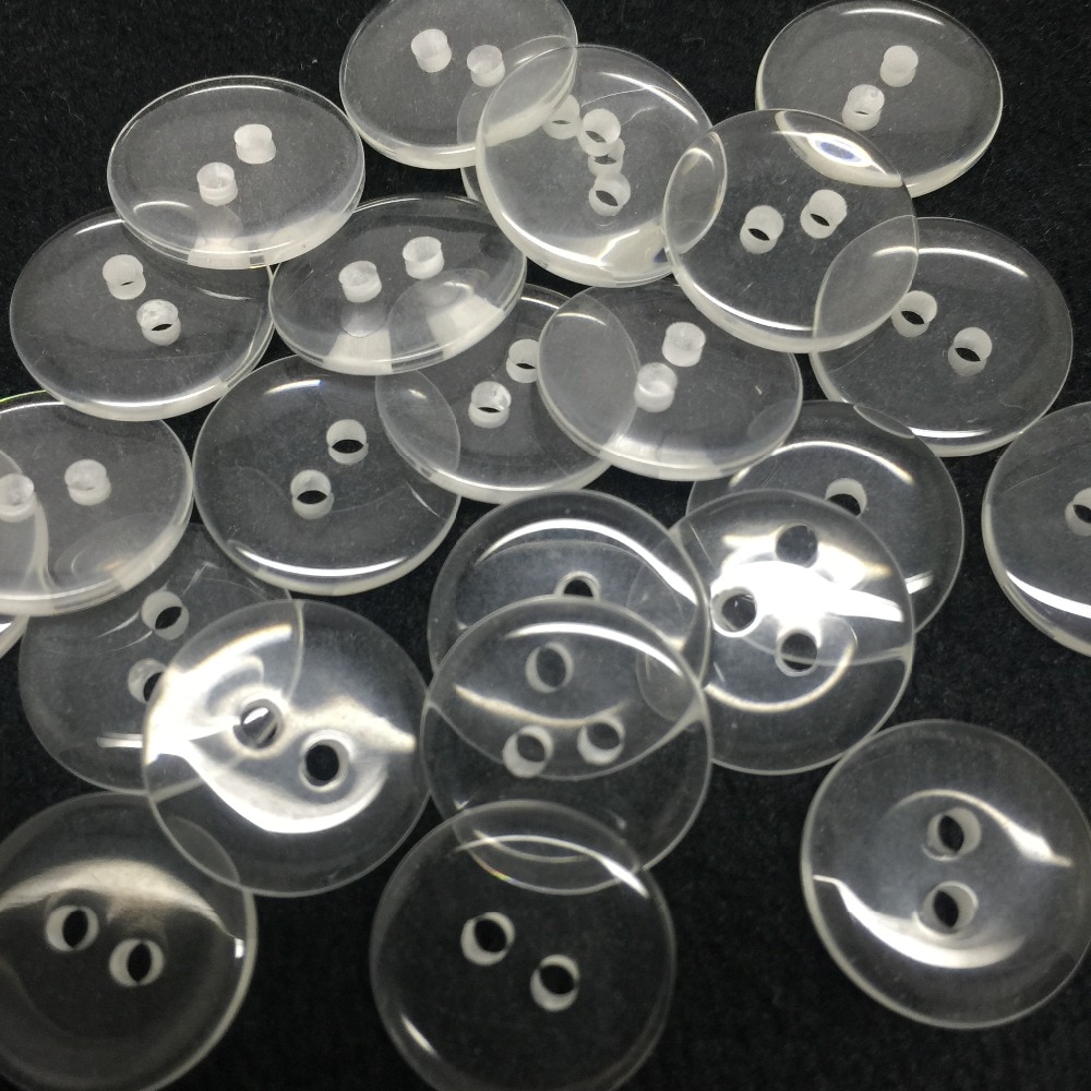 100 stks 15mm Clear Transparante Hars Ronde Knoppen Naaien 2 Gaten Shirt Button Voor Kleding Accessoires