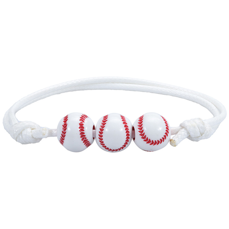 Nueva pulsera de béisbol de baloncesto, línea de cera tejida, pulsera de tenis y Rugby, joyería deportiva para niños y niñas BR1001: Zinc negro plateado