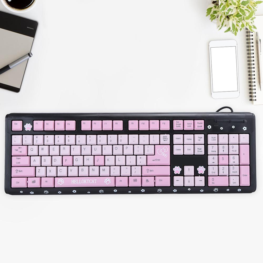 Teclado USB con cable ultrafino de dibujos animados para el hogar, oficina, ordenador portátil, Universal