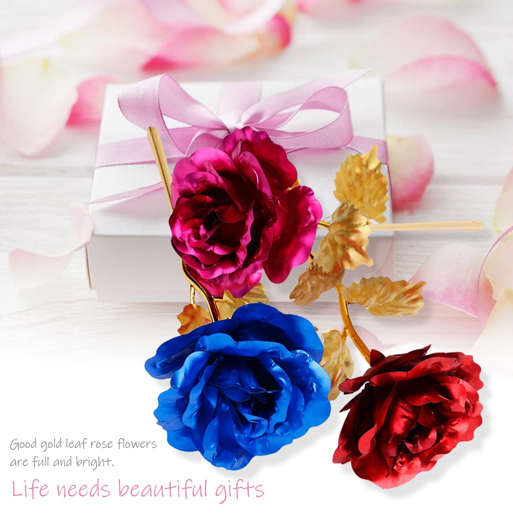 24K Gold Foil Rose Gold Rose Valentine's Day Wedding Anniversary Gold Foil Box Giveaway Small
