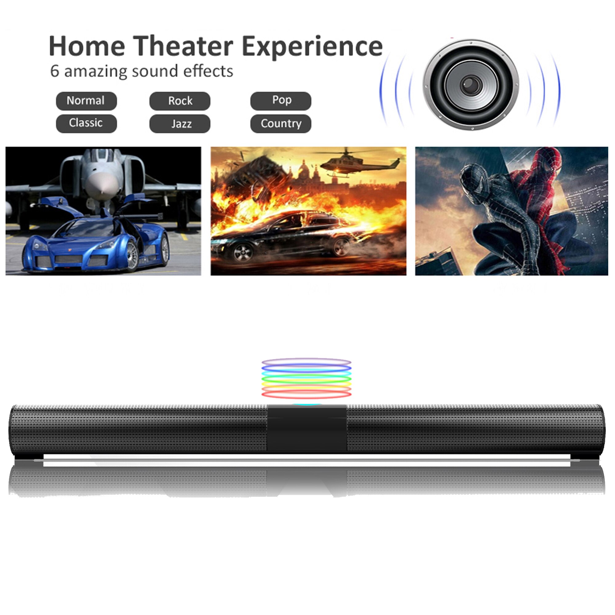 Multi-function TV Soundbar Wireless Bluetooth Speaker AUX Subwoofer Bass Surround Speakers Remote Sound System For Home Theater