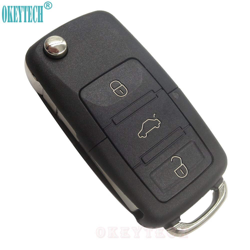 OkeyTech Flip Remote Car Key Shell For Volkswagen VW Jetta Golf Passat Beetle Polo Bora 3 Buttons Uncut Blade Blank Fob Case
