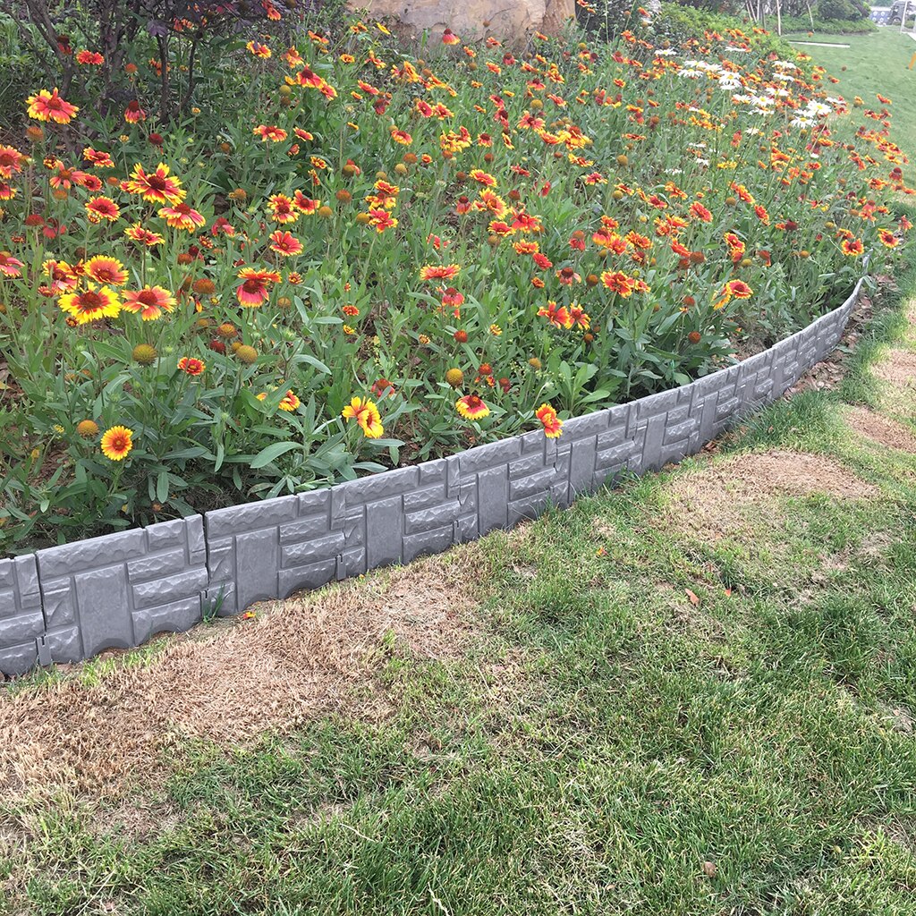 6Pcs Sectioned Plastic Imitation Stone Set Courtyard Lawn Garden Walls