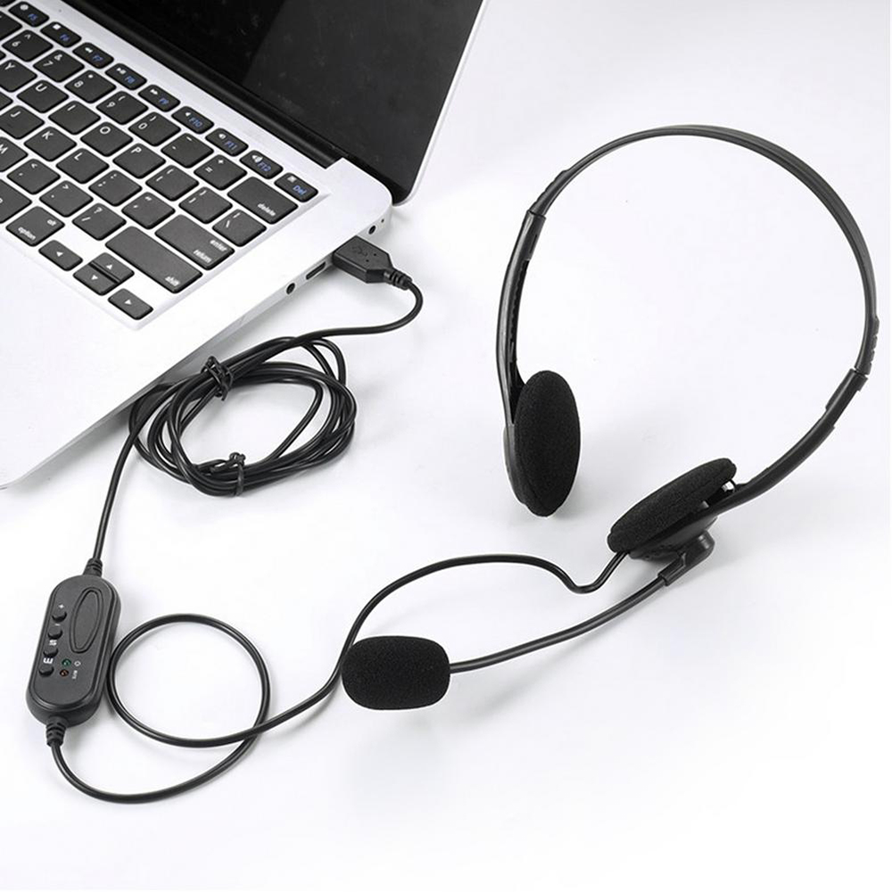 USB Wired Headset Volume Controle Fone De Ouvido Voz Clara Redução De Ruído Fones De Ouvido Com Microfone para Call Center Escritórios Pc Jogo