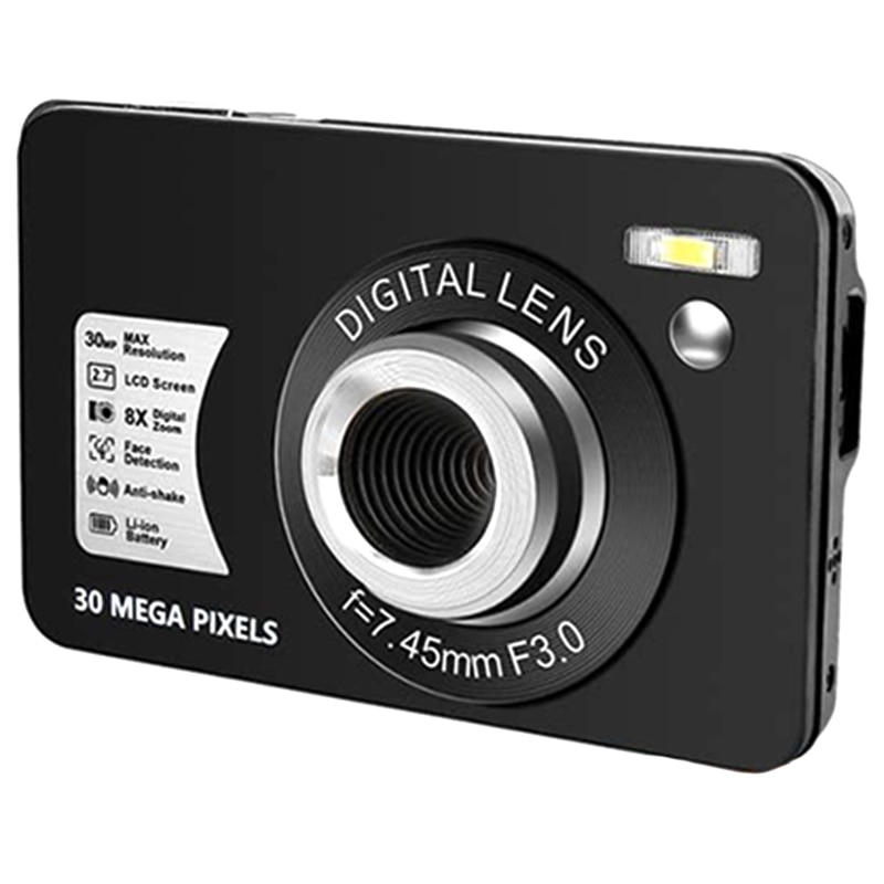 Cámara Digital cámara de bolsillo HD recargable LCD de 2,7 pulgadas, 300.000 píxeles, con Zoom 8X, adecuada para adultos, niños: Default Title