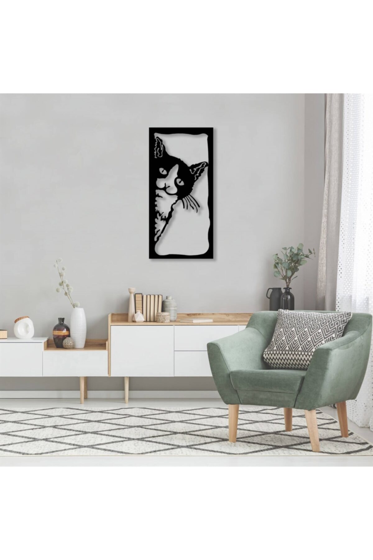 Arte de pared de Metal The Cat, mapa del mundo geométrico de 35x70 Cm, 1 unidad