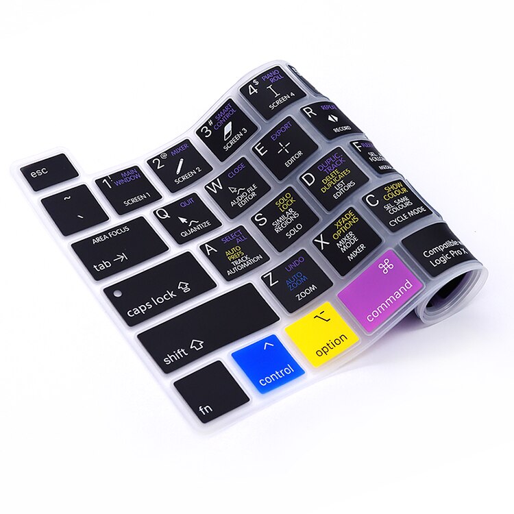 HRH Logic Pro X Shortcut Hotkey Functional Silicone Keyboard Cover Skin For MacBook Pro 16 A2141 M1 Chip A2338/A2251/A2289