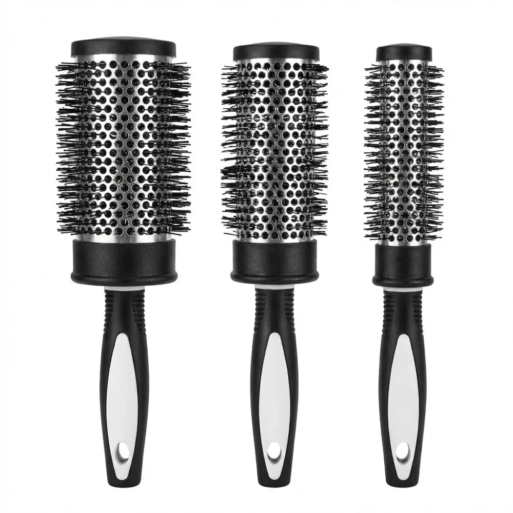 Thermisches Rundbürsten-Set mit Rutschfestem Griff, Nylonborsten, Friseur-Lockenroller, Kamm für Föhn-Styling und Volumen