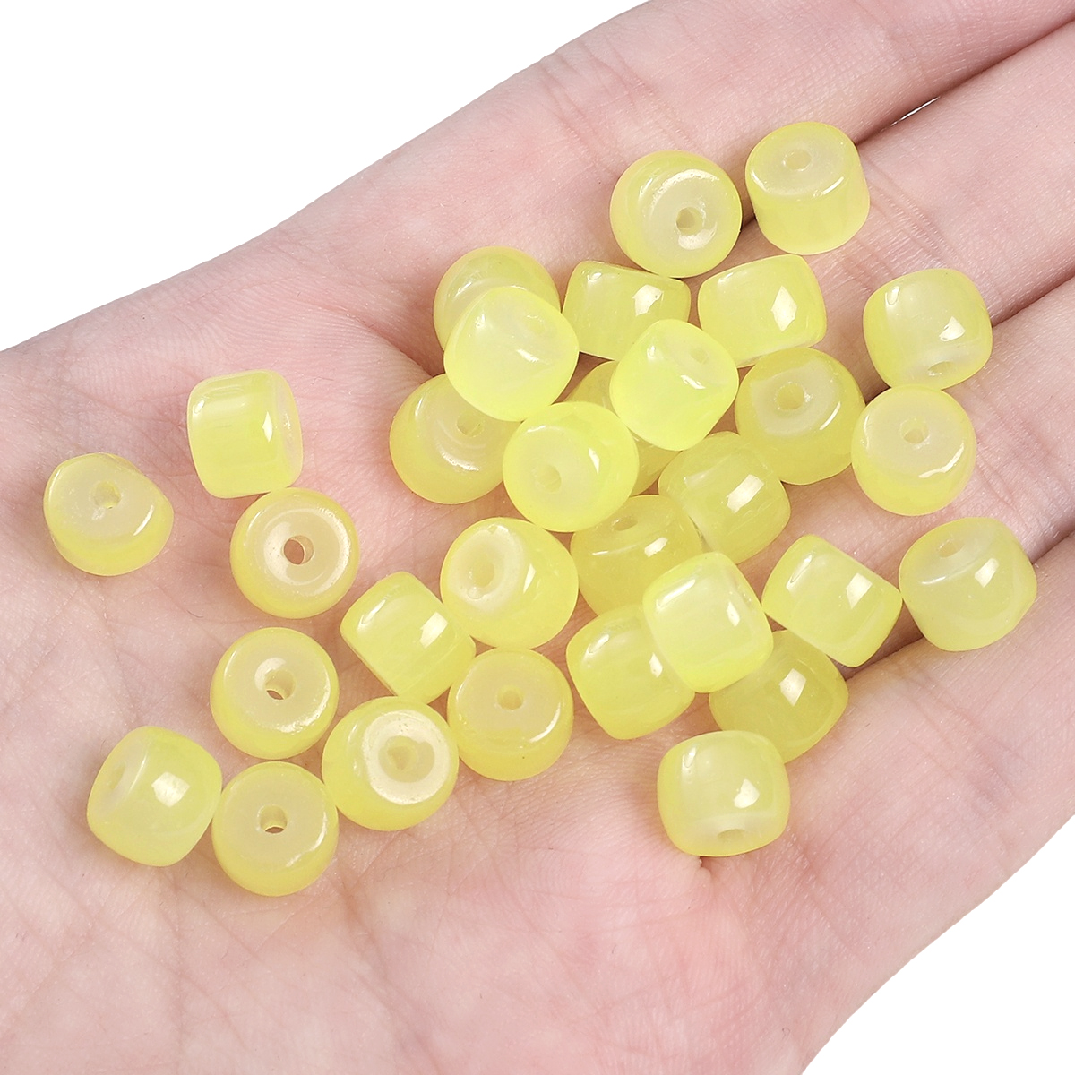 Edle Jade-Optik Glasperlen 8x6mm - 30Stk Brautschmuck (1.5mm See): Lila