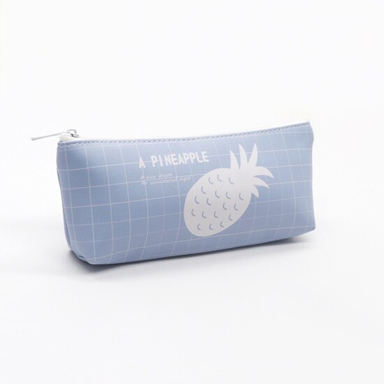 Skola pu läder pennfodral frukt vattenmelon ananas pennväska för flickor brevpapper kawaii penna kassatillbehör: B ananas