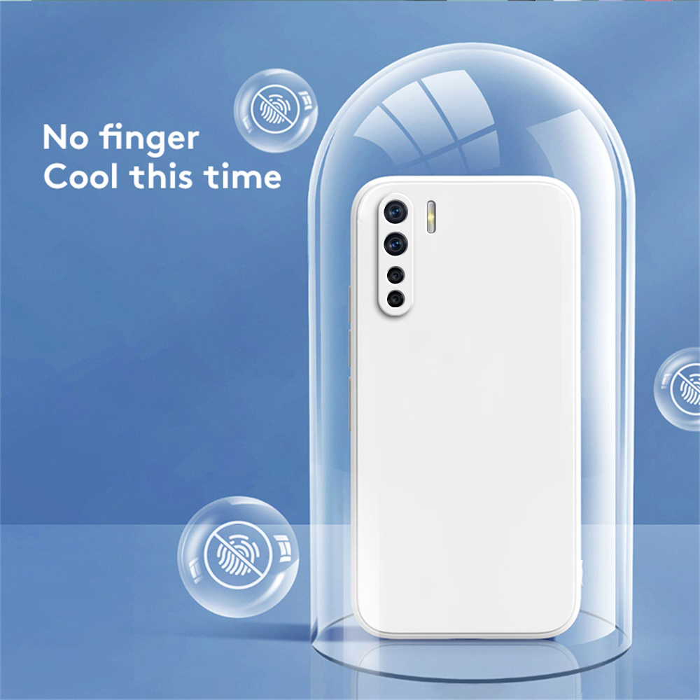 Coque souple originale pour OPPO A91, Protection de caméra, Carcasa carrée en Silicone liquide, luxe, , classique, Funda