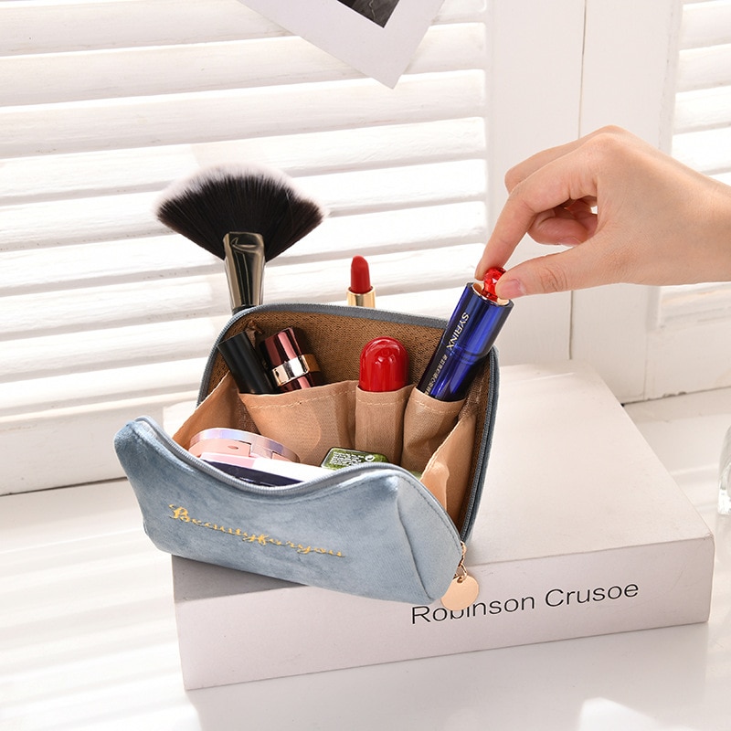 Doozeepa fløjl make-up arrangør blød pige læbestift taske kvinder rejser kosmetik taske kosmetolog skønhed sag makeup taske nødvendig
