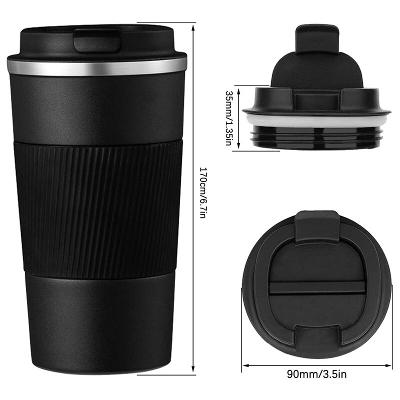 Travel Mug Reusable Insulated Coffee Cups Vacuum Insulation Stainless Steel Thermal Bottle for Cold Drinks 500Ml