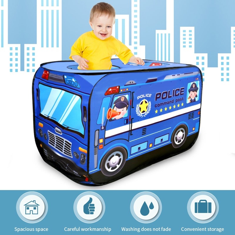 Tente de jeu pour enfants, tente de pompier, jeu de Police, camion de feu et voiture de Police, maison de jeu pour enfants, cabane à jouets pliable facile