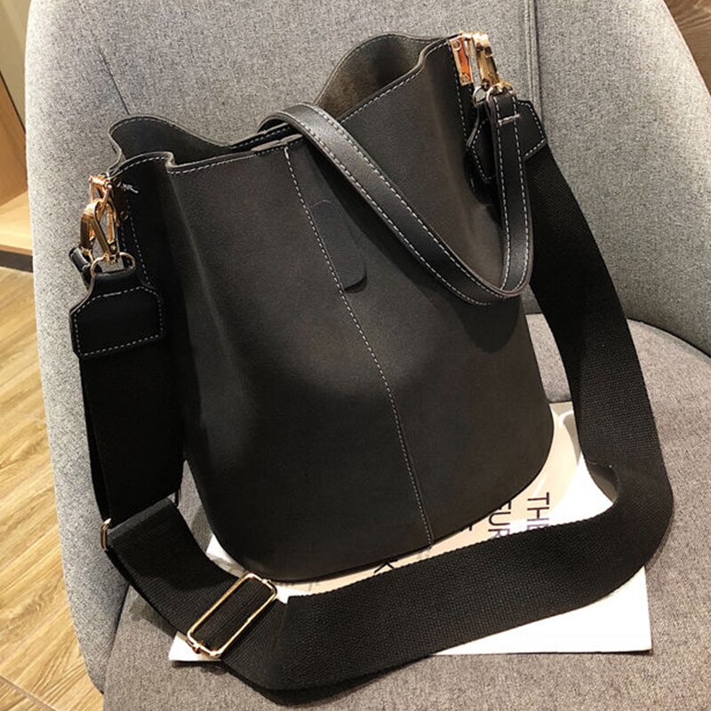 Bolsa feminina store skuldertasker til kvinder vintage afslappet håndtaske kvinder pu læder taske messenger tasker med høj kapacitet: Sort 2