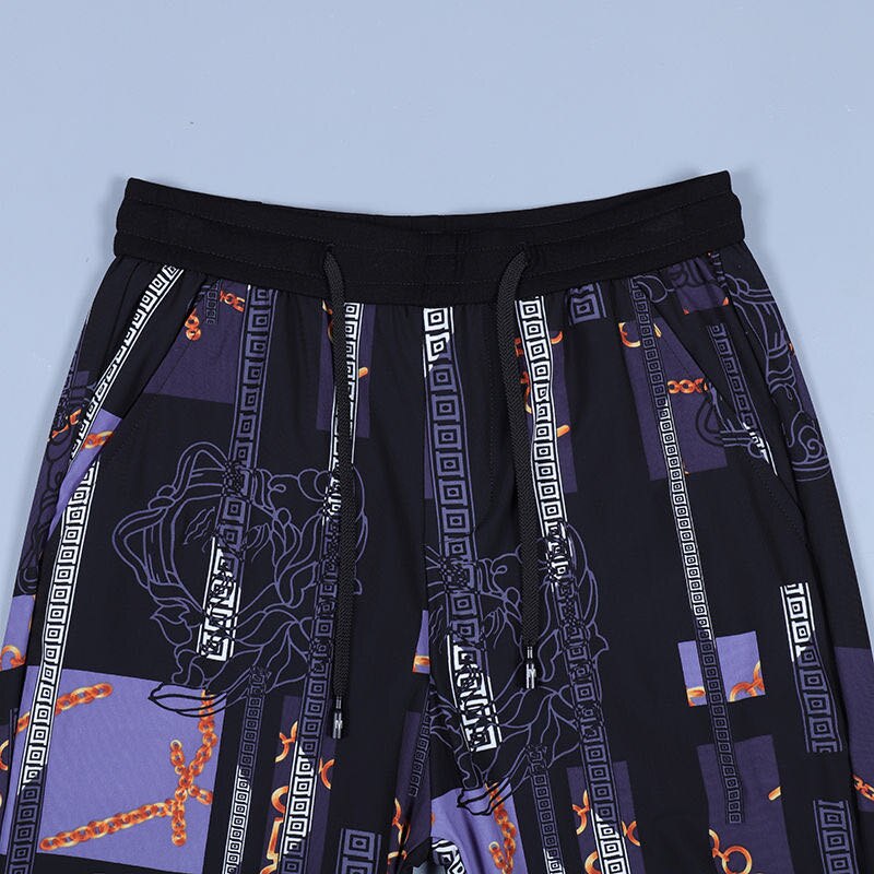 ¡Novedad de ! Pantalones informales de verano de alta gama para hombre, pantalones deportivos con cordones impresos y pies elásticos ajustados