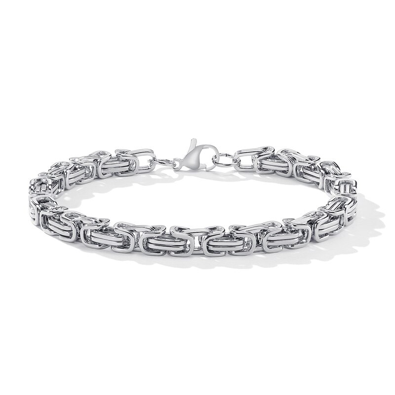 Acier inoxydable avec lien byzantin et BRACELET à chaîne pour homme: silver