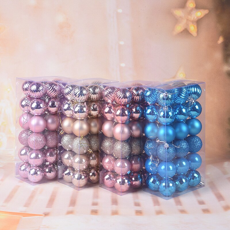 36 Pcs Gold Pink Champagne Red Metallic Christmas Balls Decor Christmas Tree Balls Xmas Decor For Home Year Balls