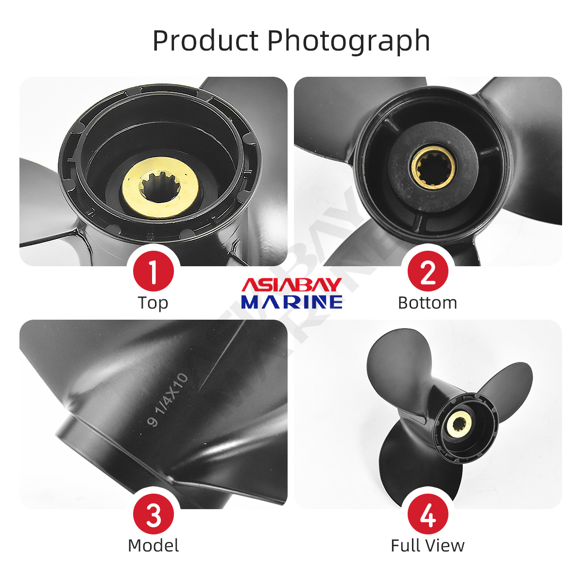 9 1/4 *10 Outboard Propeller For Suzuki 8 9.9 15 20 hp Motor Aluminum Alloy Screw 3 Blade 10 Spline Marine Engine Part 9.25X10