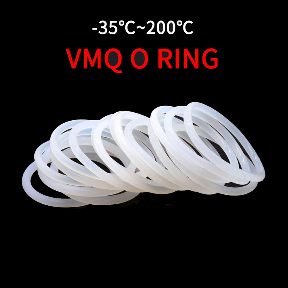 10pz guarnizione anello in silicone bianco CS 2mm OD 5-90mm guarnizioni o-squillare in gomma siliconica per uso alimentare rondella di tenuta impermeabile isolata VMQ