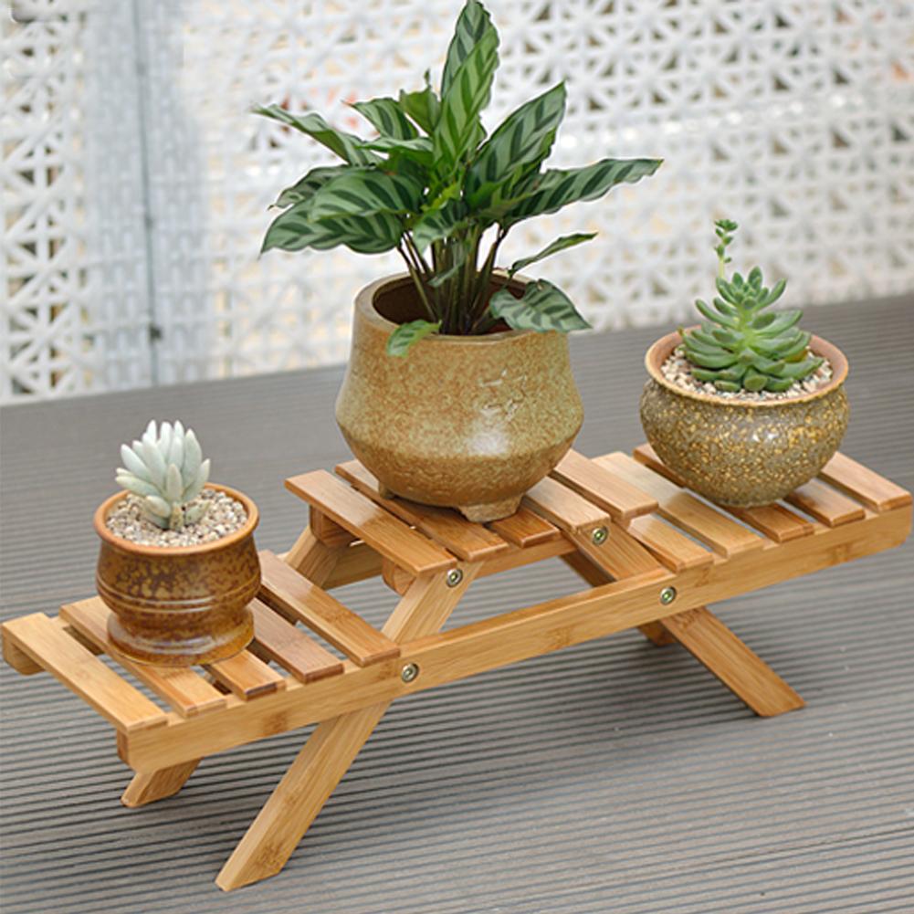 Flower Shelf Solid Wooden Floor Multi-Layer Folding Flower Stand Balcony Living Room Office Succulent Flower Pot Rack