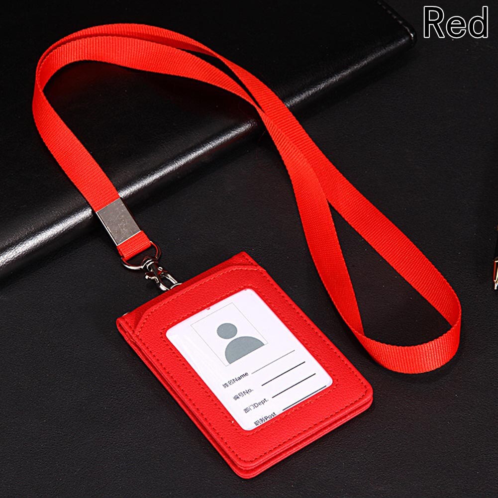 High-grade PU Card Holder Staff Identification Card Neck Strap With Lanyard Badge Neck Strap Bus ID Holders: RD