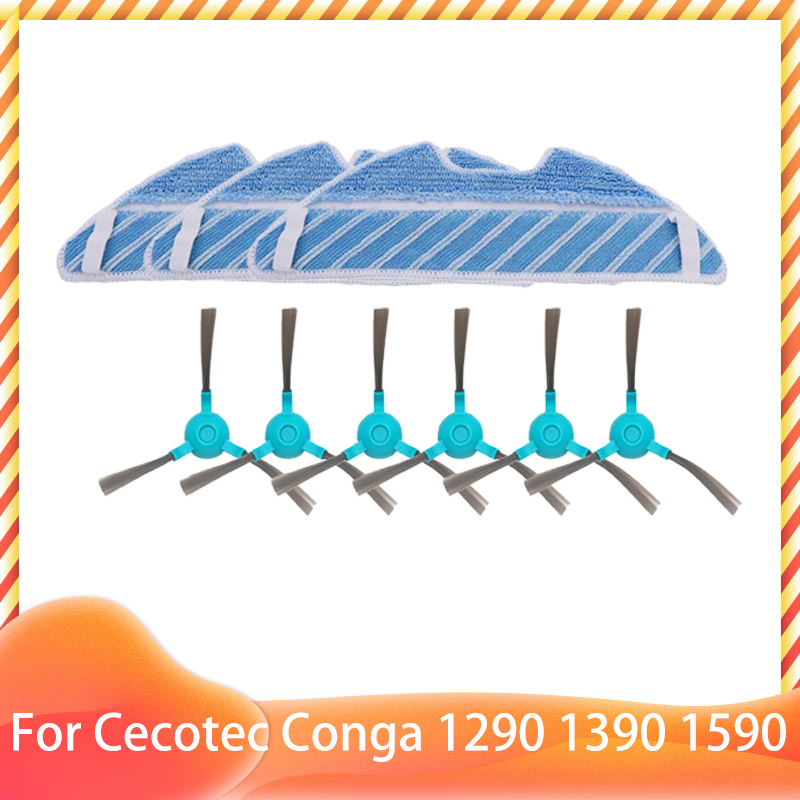 Compatible con Cecotec Conga 1290 1390 1590, accesorios, rodillo, Cepillo Lateral principal, filtro Hepa, fregona, repuestos: Verde