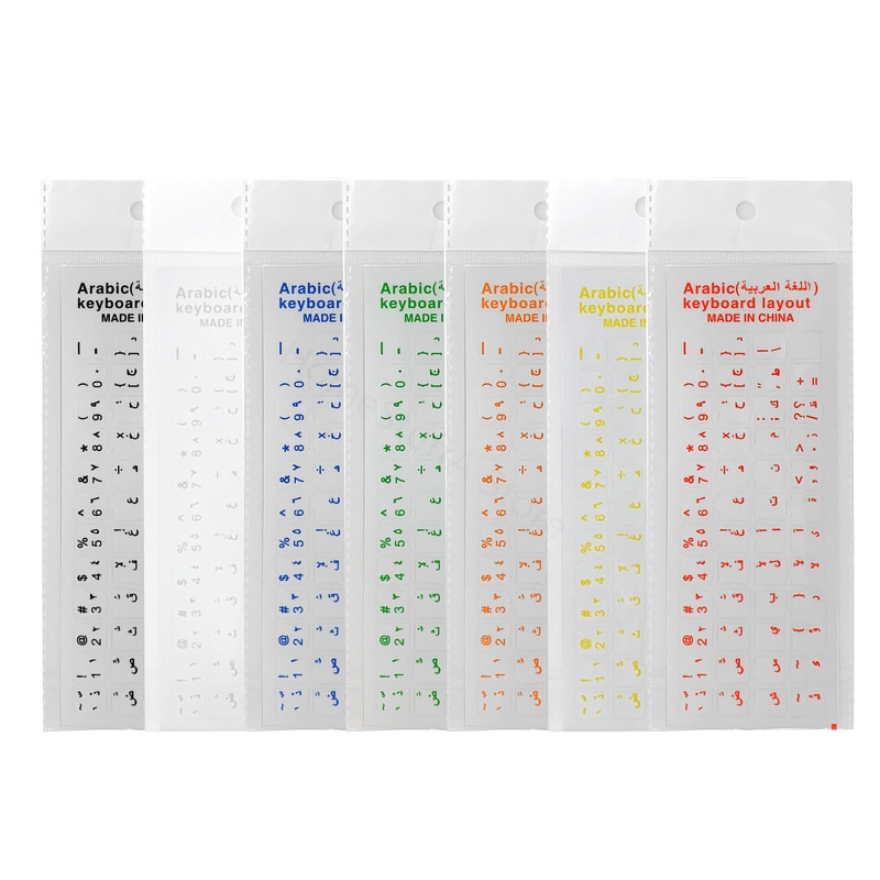 Ryska transparenta tangentbordsklistermärken vattentäta bokstavsklistermärken för laptop tangentbordsskydd gul blå grön