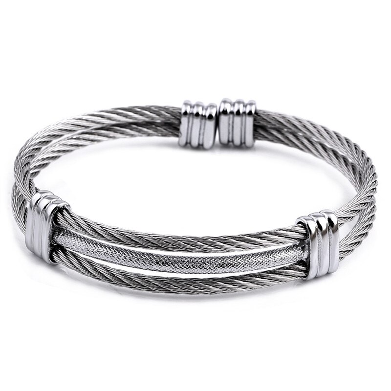 ZORCVENS spring wire line colorful titanium steel bracelet stretch Stainless steel Cable Bangles for women: 81117