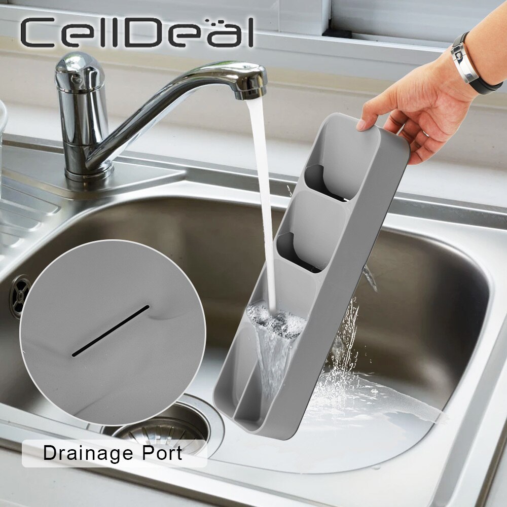 Kitchen Cutlery Storage Box Plastic Tray Knife Holder Tableware Organizer Spoon Fork Divider Container Knife Block Holder