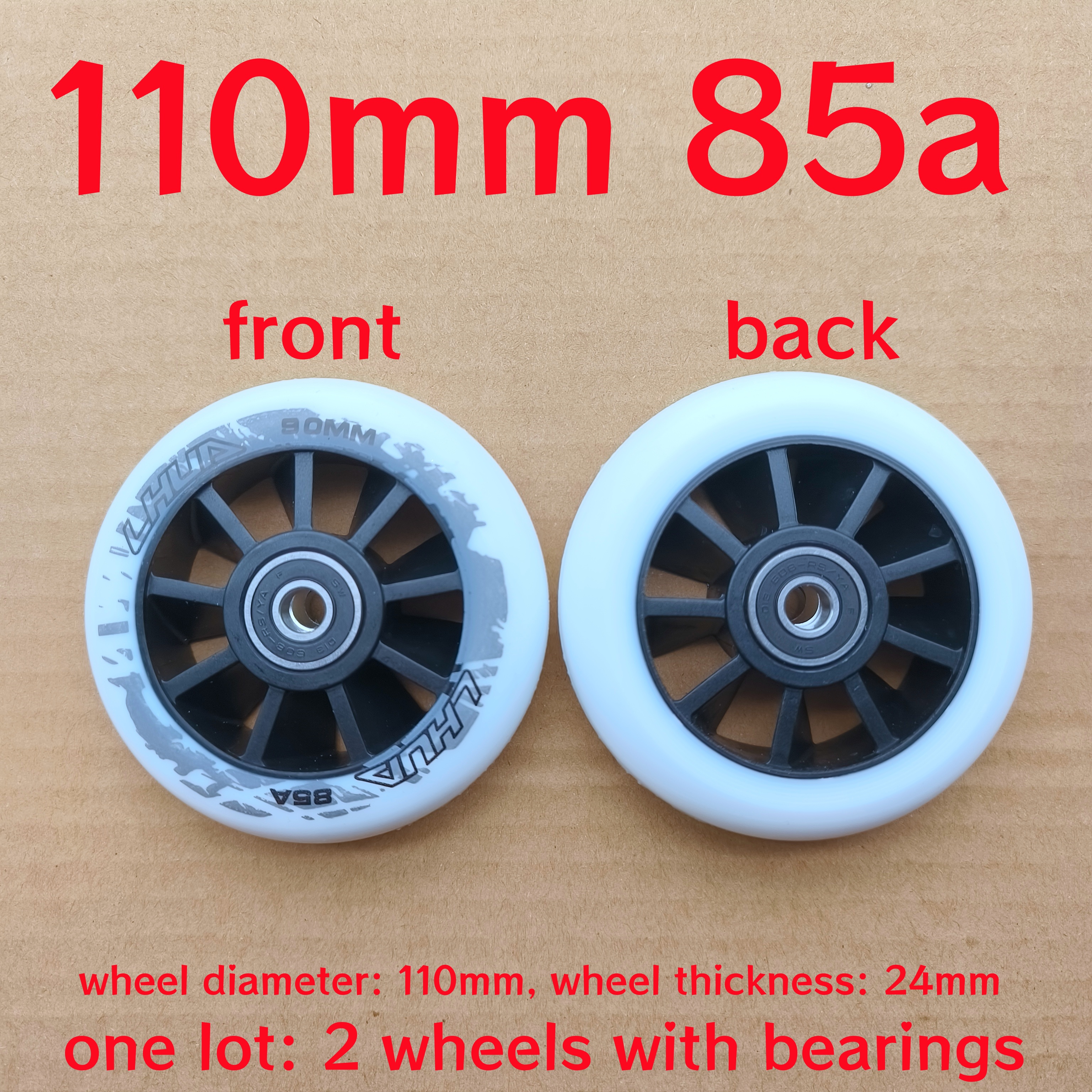 scooter accessories skate wheel scooter wheel 90mm 110mm 120mm 125mm wheel thickness 24mm 2wheels/lot: Orange