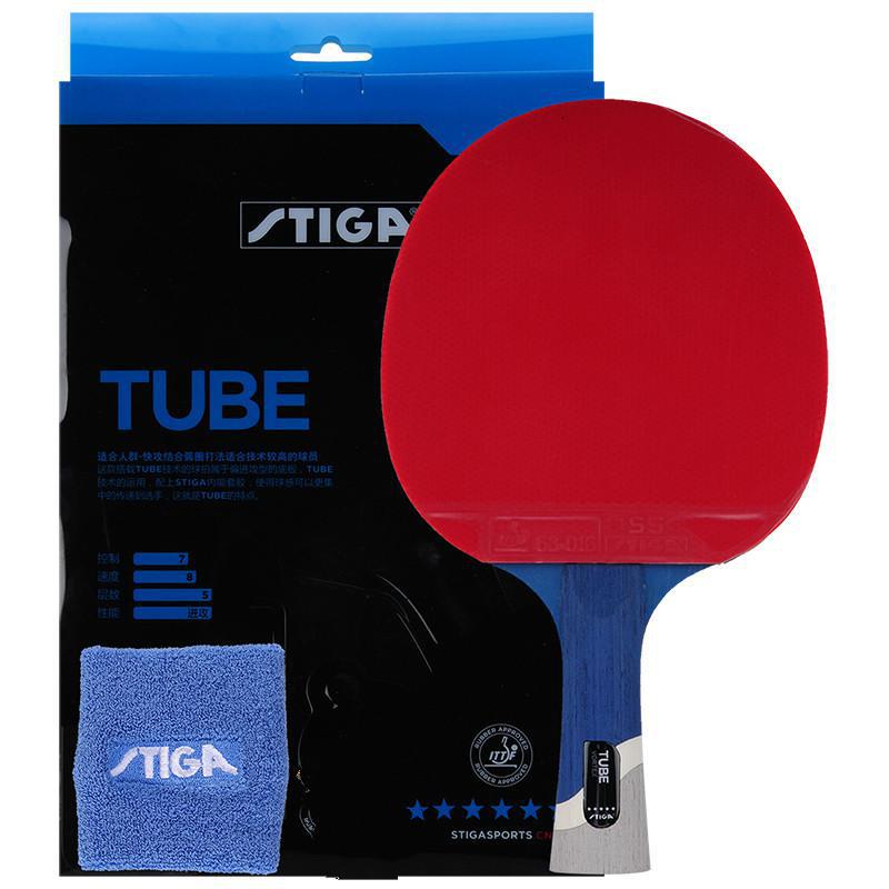 STIGA pro – raquette de tennis de table, 5 étoiles, meilleure , en carbone, avec raquette de ping-pong en caoutchouc, manche court: long handle