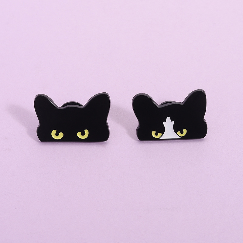 Kleine Zwarte Kat Patch Broche Pin Kleding Tassen Badge Metalen Broches voor Schoenen Badges Applique voor DIY Kleding
