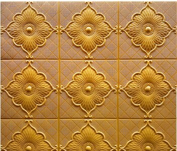 3D Muurstickers Plafond Sticker Dak Decoratie Schuim Behang Stereo Waterdicht Diy Tv Achtergrond Behang Sticker: gold / 1pcs 23X23cm