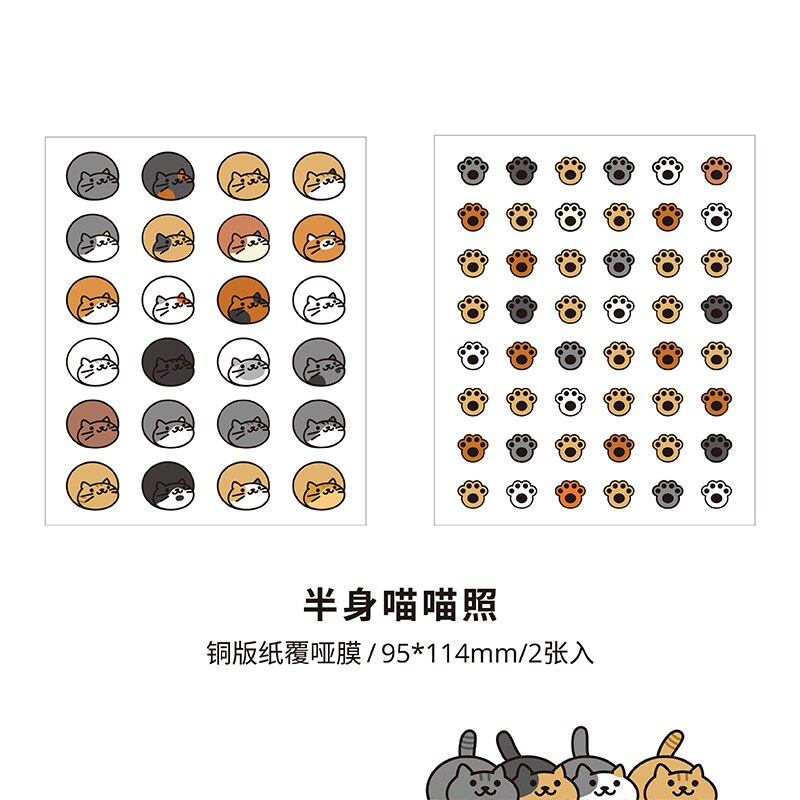 Mr. Paper 4 Meow Photo Studio Series Flat Stickers Simple Handbook DIY Decorative Collage Material Stickers: C