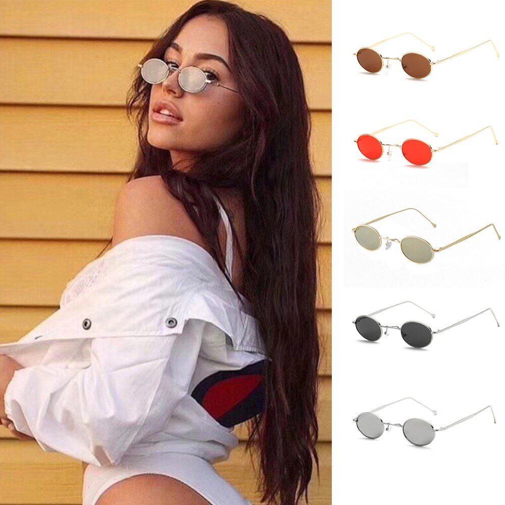 Modieuze dames zomer ovale all-match zonnebrillen met glazen, zonnebrillen met klein montuur en vintage brillen met glazen