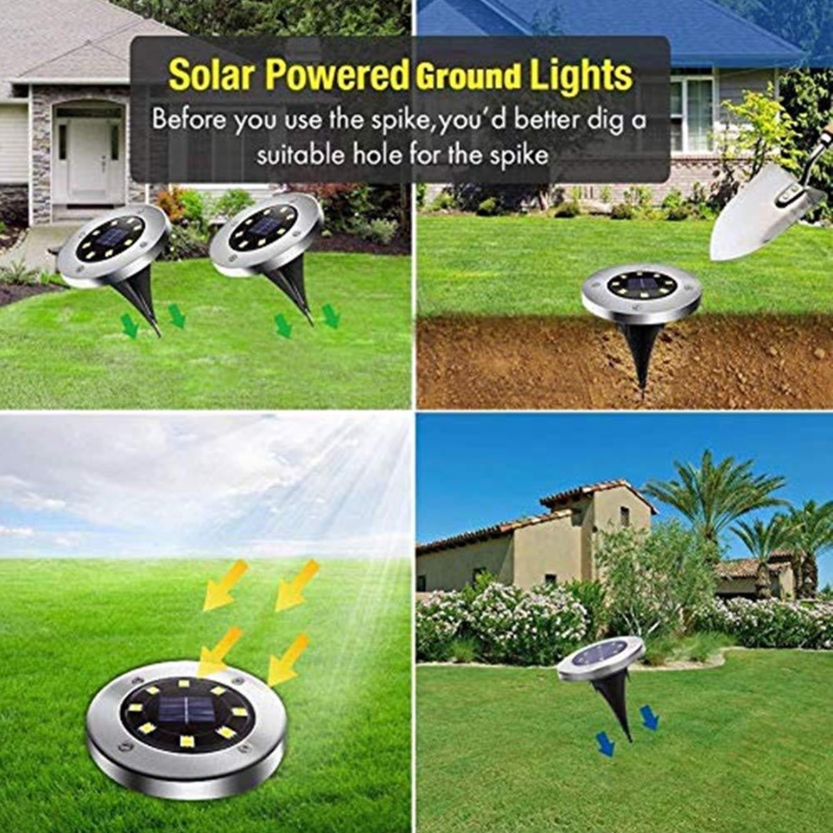 1/4pcs Solar Powered Ground Light Garden Pathway Deck Lights With 4/12/16 LED Lamp Waterproof for Home Yard Driveway Lawn Road