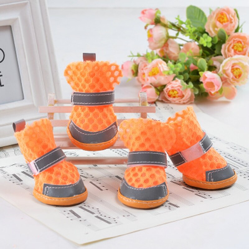 4 stuks/set hondenschoenen van mesh, ademend en reflecterend materiaal voor kleine en middelgrote honden, chihuahua, huisdieraccessoires, doggyzstyle