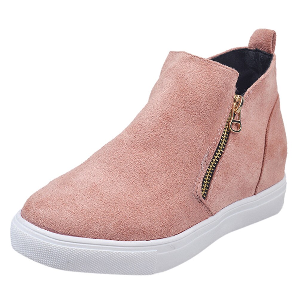 Femmes chaussures plates chaussures à semelles compensées respirant confortable marche bottines chaussures décontractées baskets classique hiver travail chaussures: Rose / 41